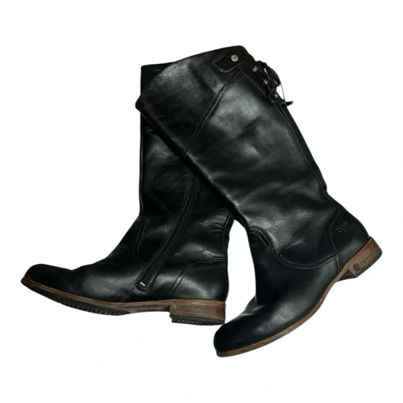 UGG Australia Black Leather Riding Boots - Picture 6 of 9
